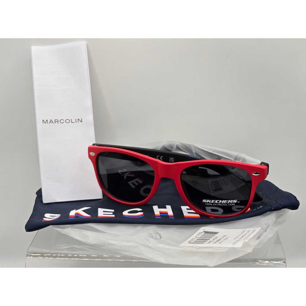 Skechers Sunglasses Kids Red Black SEA9081 UV Protection Wayfarer - New
